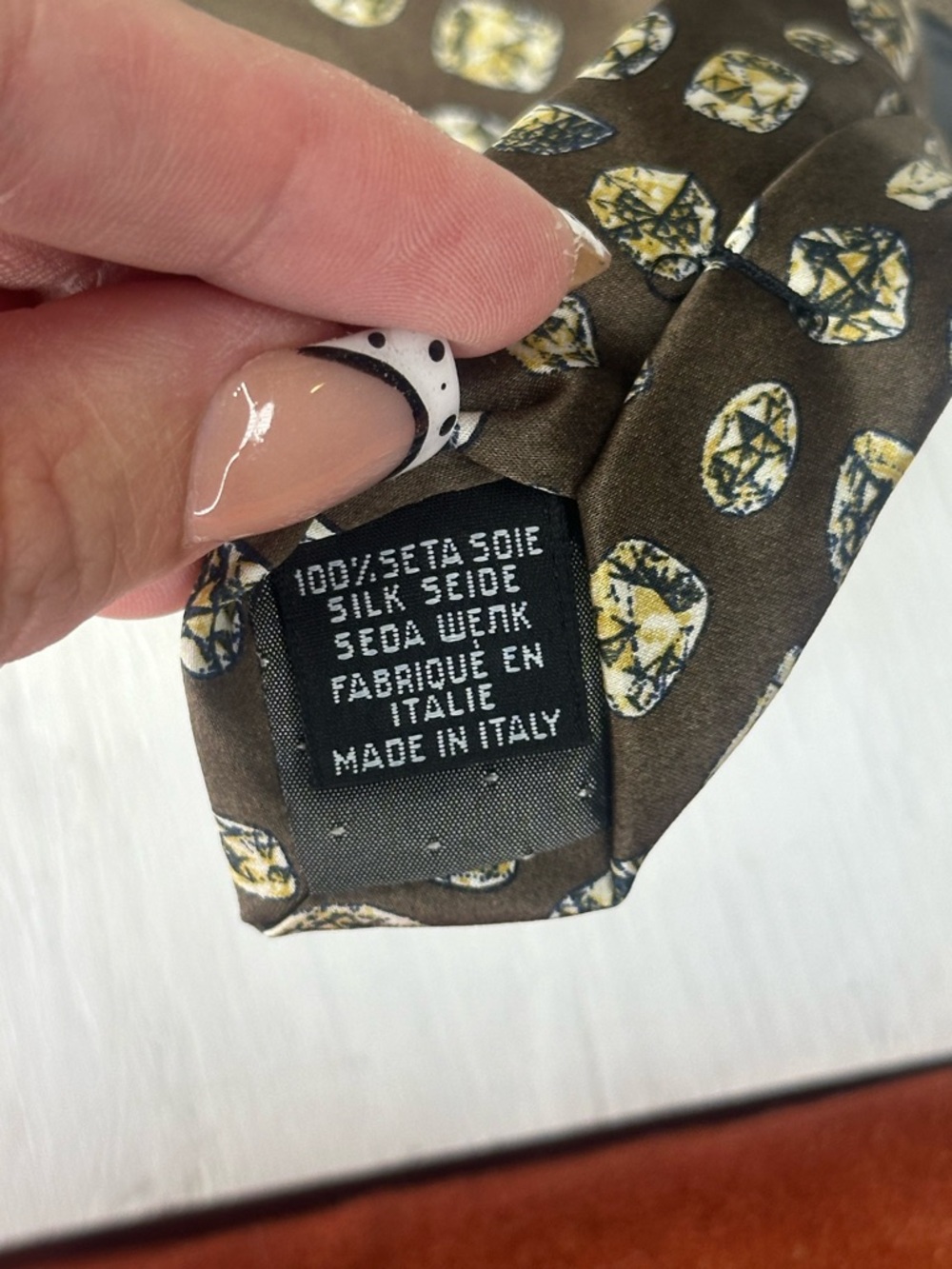 Gianfranco Ferre 90’s Vintage Silk Tie Brown Gold Old Money Italy LuxuryDesigner - Picture 7 of 9